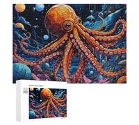 Rompecabezas 300 PCS para Adolescentes Underwater Fantasy Octopus in Space Rompecabezas para Adultos Juegos Relajantes Difícil Difícil Desafío Educativo 300 PCS