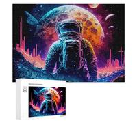 Rompecabezas 300 PCS para Adolescentes Vibrant Astronaut in Space Rompecabezas para Adultos Juegos Relajantes Difícil Difícil Desafío Educativo 300 PCS