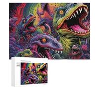 Rompecabezas 300 PCS para Adolescentes Vibrant Dinosaur Fantasy Artwork Rompecabezas para Adolescentes Juegos Divertidos Ensamblaje De Patrones Ayuda Al Cerebro A Ejercitarse 300 PCS