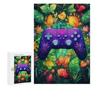 Rompecabezas 300 PCS para Adolescentes Vibrant Floral Game Controller Artwork Rompecabezas para Adultos Juegos Divertidos Una Obra De Arte Ayuda A Ejercitar El Cerebro 300 PCS