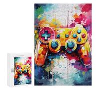 Rompecabezas 300 PCS para Adolescentes Vibrant Game Controller Art Print Rompecabezas para Adultos Juegos Divertidos Una Obra De Arte Ayuda A Ejercitar El Cerebro 300 PCS