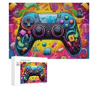 Rompecabezas 300 PCS para Adolescentes Vibrant Gaming Controller Artwork -1 Rompecabezas para Adultos Juguete Decoración De Pared Mejora La Memoria Ayuda A Ejercitar El Cerebro 300 PCS