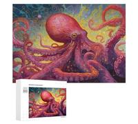 Rompecabezas 300 PCS para Adolescentes Vibrant Octopus in Abstract Ocean Artwork -1 Rompecabezas para Adultos Juego Familiar Carrera De Velocidad De Manos Regalos para Reducir El Estrés 300 PCS