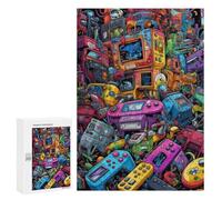 Rompecabezas 300 PCS para Adolescentes Vibrant Retro Gaming Devices -1 Rompecabezas para Adultos Juegos Divertidos Una Obra De Arte Ayuda A Ejercitar El Cerebro 300 PCS