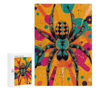 Rompecabezas 300 PCS para Adolescentes Vibrant Spider Illustration Arachnids in A Bold Pop Art Style Colorful Spider Art Rompecabezas para Adultos Juguete Decoración De Pared Difícil Difícil Desafia