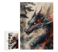 Rompecabezas 300 PCS para Adolescentes Vintage Inked Dragon Rompecabezas para Adultos Juego Práctico Arte De Pared Desafiante De Completar 300 PCS
