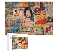 Rompecabezas 300 PCS para Adolescentes Vintage Movie Posters Collage Rompecabezas para Adultos Juego Familiar Carrera De Velocidad De Manos Regalos para Reducir El Estrés 300 PCS