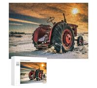 Rompecabezas 300 PCS para Adolescentes Vintage Tractor in Winter Field Rompecabezas Juegos Relajantes Mejora La Memoria Oferta como Regalos para Toda La Familia 300 PCS