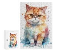Rompecabezas 300 PCS para Adolescentes Watercolor Cat Painting Rompecabezas para Adultos Juegos Relajantes Arte De Pared Oferta como Regalos para Toda La Familia 300 PCS