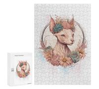 Rompecabezas 300 PCS para Adolescentes Watercolor Sphynx Cat Rompecabezas para Adultos Juegos Relajantes Decoración del Hogar Cumpleaños Y Navidad 300 PCS