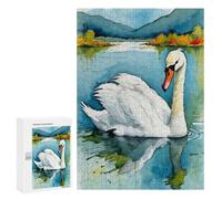 Rompecabezas 300 PCS para Adolescentes Watercolor Swan on Lake Rompecabezas para Adultos Juguetes DIY para La Diversión Familiar Ayuda A Ejercitar El Cerebro 300 PCS
