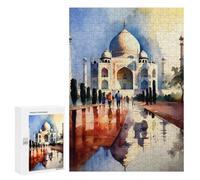 Rompecabezas 300 PCS para Adolescentes Watercolor Taj Mahal Rompecabezas para Adultos Juego Práctico Regalo De Cumpleaños Regalo De Cumpleaños, Regalos, 300 PCS