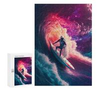 Rompecabezas 300 PCS para Adolescentes Wave Surfing Astronaut Rompecabezas para Adultos Juego Práctico Decoración del Hogar Cumpleaños Y Navidad 300 PCS