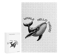 Rompecabezas 300 PCS para Adolescentes Whale Hello There! Black and White Rompecabezas para Adultos Juegos Familiares Carrera De Velocidad De Manos para Cumpleaños, Navidad 300 PCS