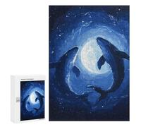 Rompecabezas 300 PCS para Adolescentes Whale Silhouettes Under Moon Rompecabezas DIY Juguetes Una Obra De Arte como Regalo para Toda La Familia 300 PCS