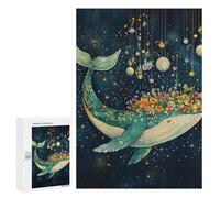 Rompecabezas 300 PCS para Adolescentes Whale with Flowers in Space-6 Rompecabezas para Adultos Mejora La Memoria Interacción Entre Padres E Hijos Juguete Juego Intelectual 300 PCS