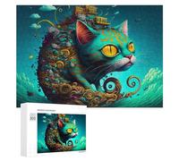 Rompecabezas 300 PCS para Adolescentes Whimsical Cat Island Fantasy Rompecabezas para Adultos Juegos Relajantes Decoración Interacción Entre Padres E Hijos 300 PCS