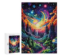 Rompecabezas 300 PCS para Adolescentes Whimsical Cosmic Forest Rompecabezas para Adultos Juguete Decoración De Pared Mejora La Memoria Ayuda A Ejercitar El Cerebro 300 PCS