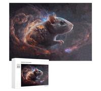 Rompecabezas 300 PCS para Adolescentes Whimsical Rat in Abstract Artwork Rompecabezas para Adolescentes Juegos Divertidos Ensamblaje De Patrones Ayuda Al Cerebro A Ejercitarse 300 PCS
