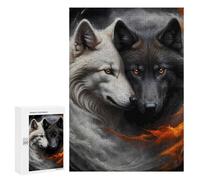 Rompecabezas 300 PCS para Adolescentes White and Black Wolves Rompecabezas para Adultos Juguetes Antiestrés Decoración Perfecta Regalos para Reducir El Estrés 300 PCS