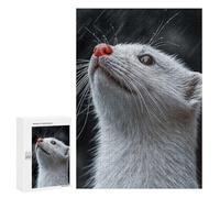 Rompecabezas 300 PCS para Adolescentes White Ferret Looking Up in Rain Rompecabezas para Adultos Juguetes Antiestrés Difícil 300 PCS