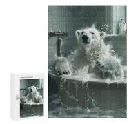 Rompecabezas 300 PCS para Adolescentes White Polar Bear Bathtub Rompecabezas para Adultos Juguetes De Bricolaje Análisis Y Lógica Trato como Regalos para Toda La Familia 300 PCS