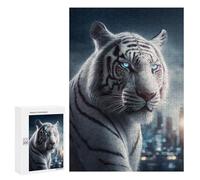 Rompecabezas 300 PCS para Adolescentes White Tiger in The City Rompecabezas para Adultos Juego Práctico Regalo De Cumpleaños Regalo De Cumpleaños, Regalos, 300 PCS