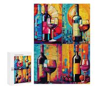 Rompecabezas 300 PCS para Adolescentes Wine Bottles Pop Art Rompecabezas para Adultos Juegos Familiares Carrera De Velocidad De Manos para Cumpleaños, Navidad 300 PCS