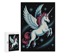 Rompecabezas 300 PCS para Adolescentes Winged Unicorn in Starry Night Rompecabezas para Adultos Juego Práctico Arte De Pared Desafiante De Completar 300 PCS