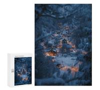 Rompecabezas 300 PCS para Adolescentes Winter Snowy Village Night Rompecabezas para Adultos Juguete Decoración De Pared Difícil Difícil Desafiante De Completar 300 PCS