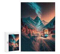 Rompecabezas 300 PCS para Adolescentes Winter Wonderland Train Journey Rompecabezas para Adultos Juego Familiar Decoración del Hogar para Cumpleaños, Navidad 300 PCS