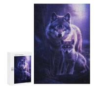 Rompecabezas 300 PCS para Adolescentes Wolf and Pup in Moonlight Rompecabezas para Adultos Juego Práctico Regalo De Cumpleaños Regalo De Cumpleaños, Regalos, 300 PCS