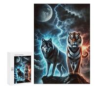 Rompecabezas 300 PCS para Adolescentes Wolf and Tiger Animal Rompecabezas para Adultos Juguetes DIY para La Diversión Familiar Ayuda A Ejercitar El Cerebro 300 PCS