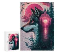 Rompecabezas 300 PCS para Adolescentes Wolf Pink Splash Rompecabezas para Adultos Juego Práctico Decoración del Hogar Cumpleaños Y Navidad 300 PCS