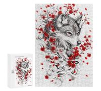 Rompecabezas 300 PCS para Adolescentes Wolf with Cherry Blossoms Rompecabezas para Adultos Juguete Decoración De Pared Difícil Difícil Desafiante De Completar 300 PCS
