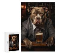 Rompecabezas 300 PCS para Adolescentes XL Bulldog at The Bar Rompecabezas para Adultos Juego Práctico Pero Divertido Y Humorístico para Cumpleaños, Navidad 300 PCS