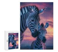 Rompecabezas 300 PCS para Adolescentes Zebra Family Sunset Rompecabezas para Adultos Juego Práctico Pero Divertido Y Humorístico Regalo De Cumpleaños, Regalos, 300 PCS