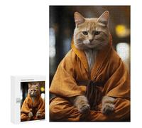 Rompecabezas 300 PCS para Adolescentes Zen Cat Monk Rompecabezas para Adultos Juegos De Relajación Vacaciones En Casa Matar El Tiempo 300 PCS