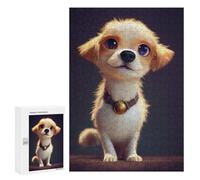 Rompecabezas 300 PCS para Adultos Adorable Puppy with Big Eyes Rompecabezas para Adultos Juegos Divertidos Vacaciones En Casa Matar El Tiempo para Cumpleaños, Navidad 300 PCS