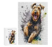 Rompecabezas 300 PCS para Adultos Airedale Terrier Is Happy Rompecabezas para Adultos Juegos Familiares Carrera De Velocidad Manual Regalos para Amigos Y Familiares 300 PCS