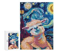 Rompecabezas 300 PCS para Adultos Alpaca in Starry Night Style Rompecabezas Juego Familiar Difícil Oferta Difícil como Regalo para Toda La Familia 300 PCS
