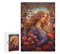 Rompecabezas 300 PCS para Adultos Art Nouveau Floral Fantasy -1 Rompecabezas para Adultos Juego De Ingenio Una Obra De Arte Diversión En Casa Actividades, 300 PCS