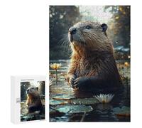 Rompecabezas 300 PCS para Adultos Beaver in Water Lily Pond Rompecabezas para Adultos Juguete Decoración De Pared Mejora La Memoria Regalo De Cumpleaños, Regalos, 300 PCS