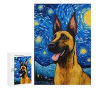 Rompecabezas 300 PCS para Adultos Belgian Malinois Night Rompecabezas para Adultos Juego De Ingenio Regalo De Cumpleaños Ayuda A Ejercitar El Cerebro 300 PCS