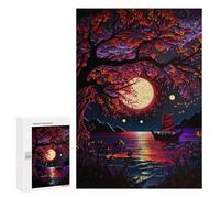 Rompecabezas 300 PCS para Adultos Big Tree and Small Boat Rompecabezas para Adultos Juguete Decoración De Pared Decoración Perfecta Regalos para Reducir El Estrés 300 PCS