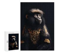 Rompecabezas 300 PCS para Adultos Black and Gold Monkey Rompecabezas para Adultos Juguetes De Bricolaje Pero Divertidos Y Humorísticos para Cumpleaños, Navidad 300 PCS