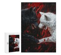 Rompecabezas 300 PCS para Adultos Black and White Wolves Rompecabezas para Adultos Juguete Decoración De Pared Mejora La Memoria Regalo De Cumpleaños, Regalos, 300 PCS