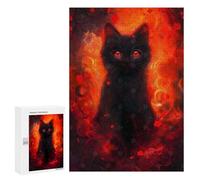 Rompecabezas 300 PCS para Adultos Black Cat with Red Eyes Art Rompecabezas para Adultos Juguete Decoración De Pared Decoración del Hogar para Cumpleaños, Navidad 300 PCS
