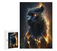 Rompecabezas 300 PCS para Adultos Black Panther Fantasy Fire Rompecabezas para Adultos Juegos Divertidos Vacaciones En Casa Matar El Tiempo para Cumpleaños, Navidad 300 PCS