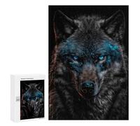Rompecabezas 300 PCS para Adultos Black Wolf Blue Eyes Rompecabezas Juguetes Antiestrés para La Diversión Familiar Oferta como Regalos para Toda La Familia 300 PCS